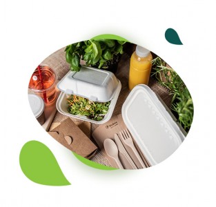 Kompletné menu zabalené v kompostovateľných obaloch