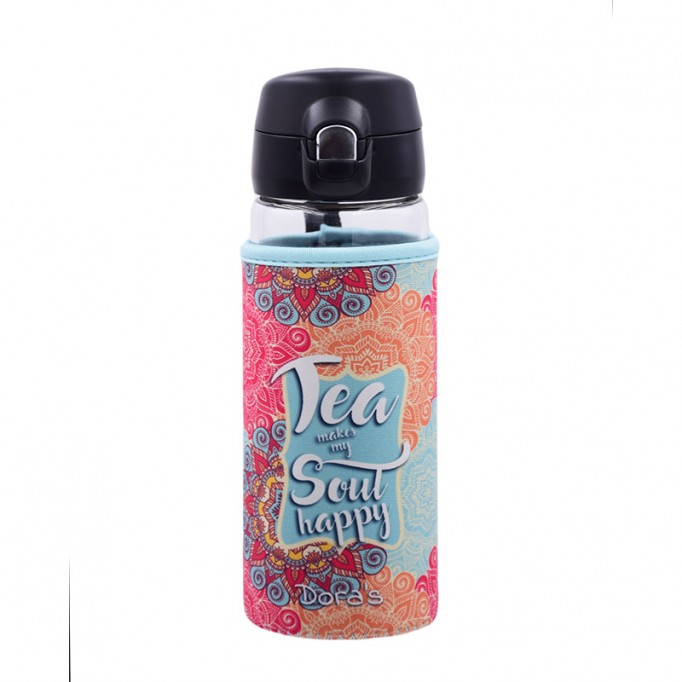 Sklenená fľaša v neopréne 380ml, H1281-04 TEE