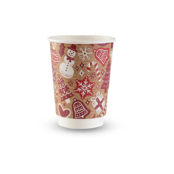 Eko pohár na kávu 350ml, dvojstenný, vianočný, 25ks VDW-12-XMAS23